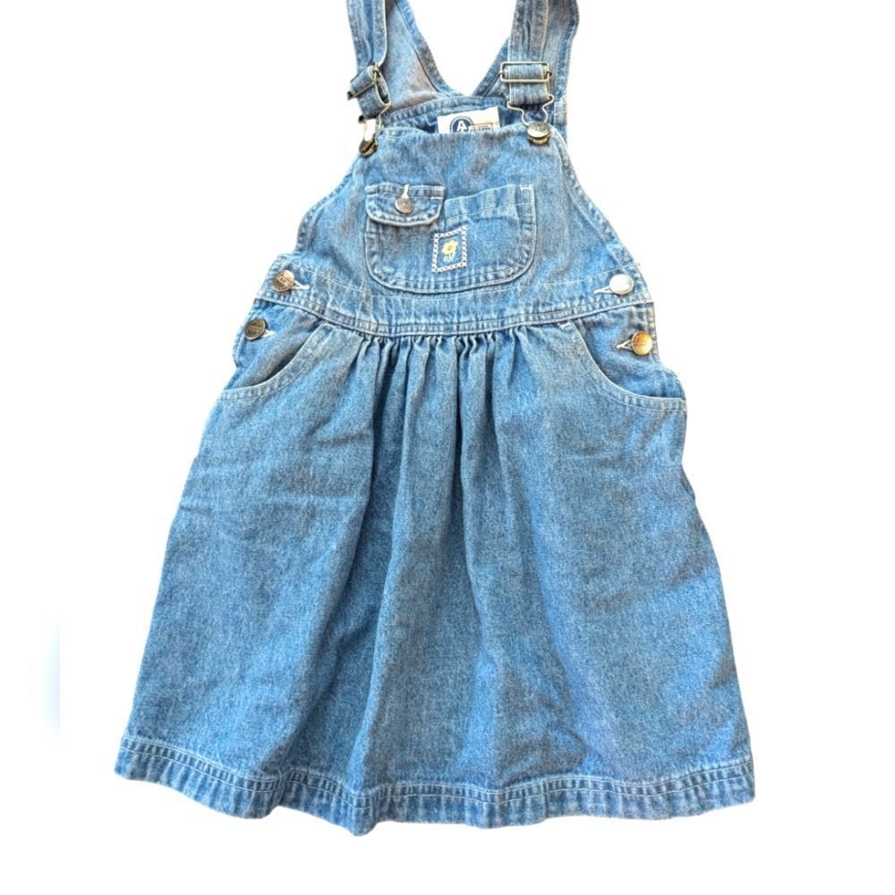 Vintage girls Arizona Denim floral embroidered‎ overall dress